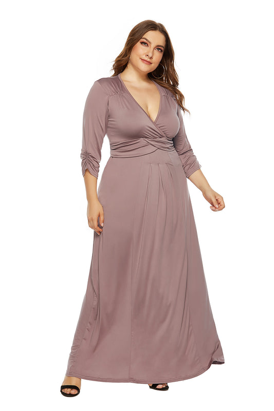 BOC-WEAR Elegant Deep V-Neck Swing Maxi Dress - Sophisticated Long Dress - BOC-WEAR