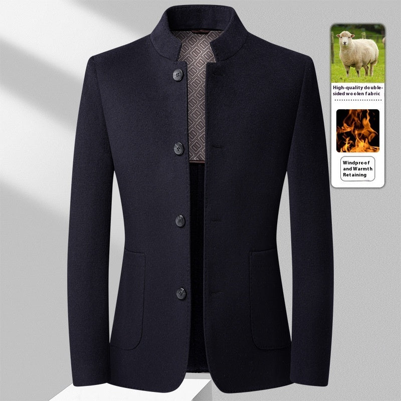 Men's Mid-length Stand Collar Double-faced Woolen Goods Wool Overcoat - BOC-WEAR