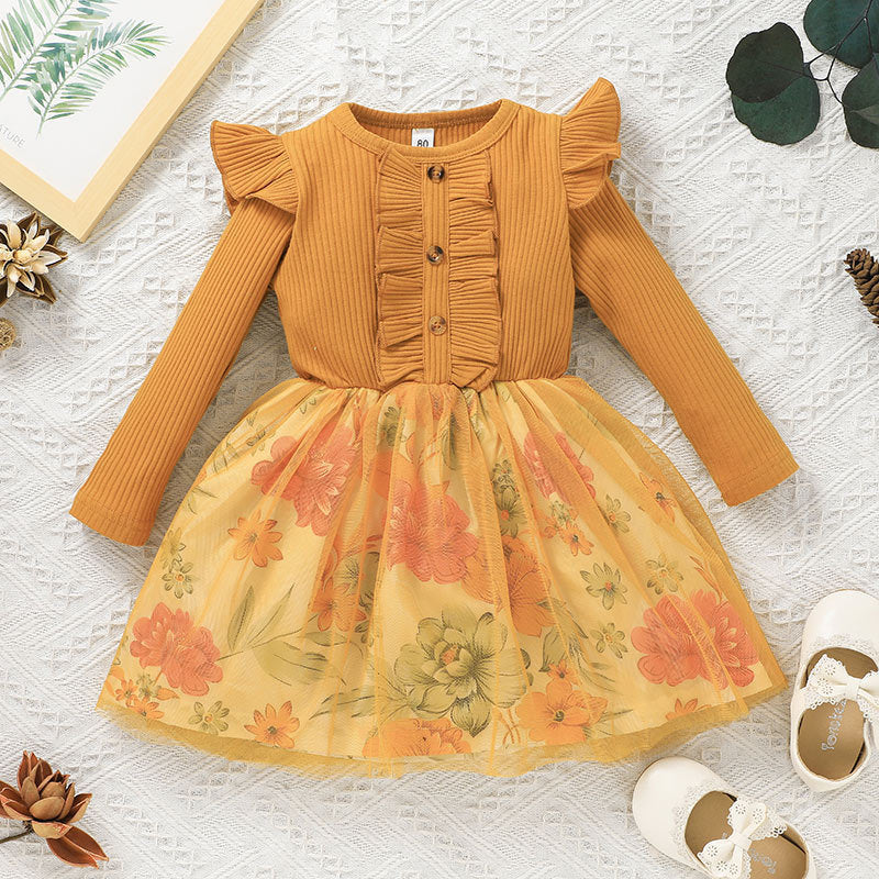 Spring And Autumn Baby Cute Mesh Skirt Girls Pit Strip Long Sleeves - BOC-WEAR