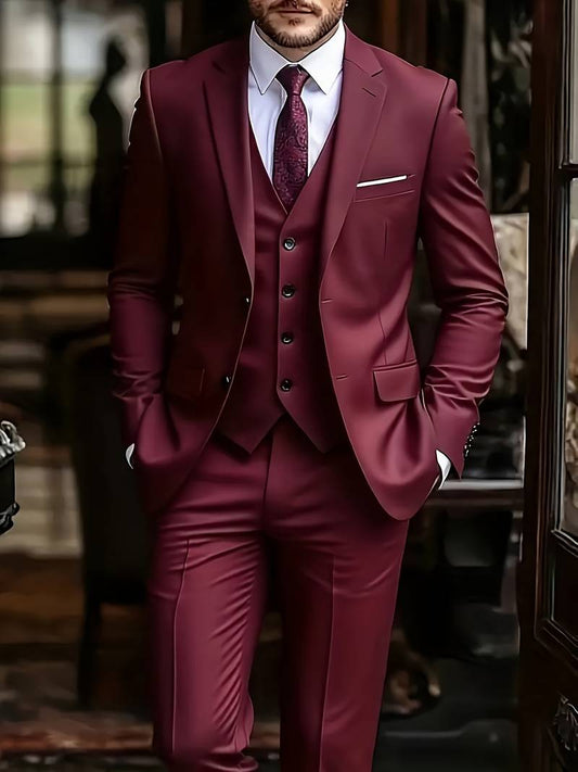 Men's 3-Piece Suit Set - Jacket, Vest & Trousers - BOC-WEAR