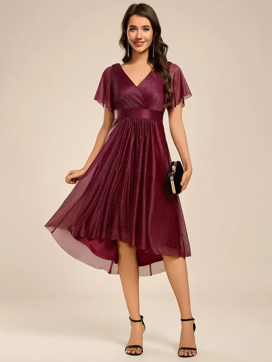 Ruffled Shimmer Wedding Guest Dress
