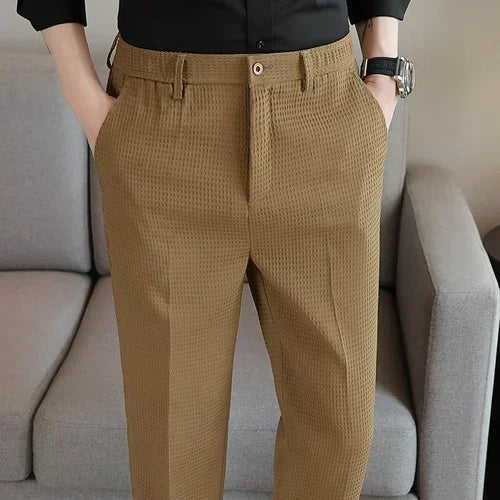Men's Suit Pants, Fashion Slim Trousers, Korean Style Young Man Pantalones Hombre Black White Khaki Brown Pant, 2025 New