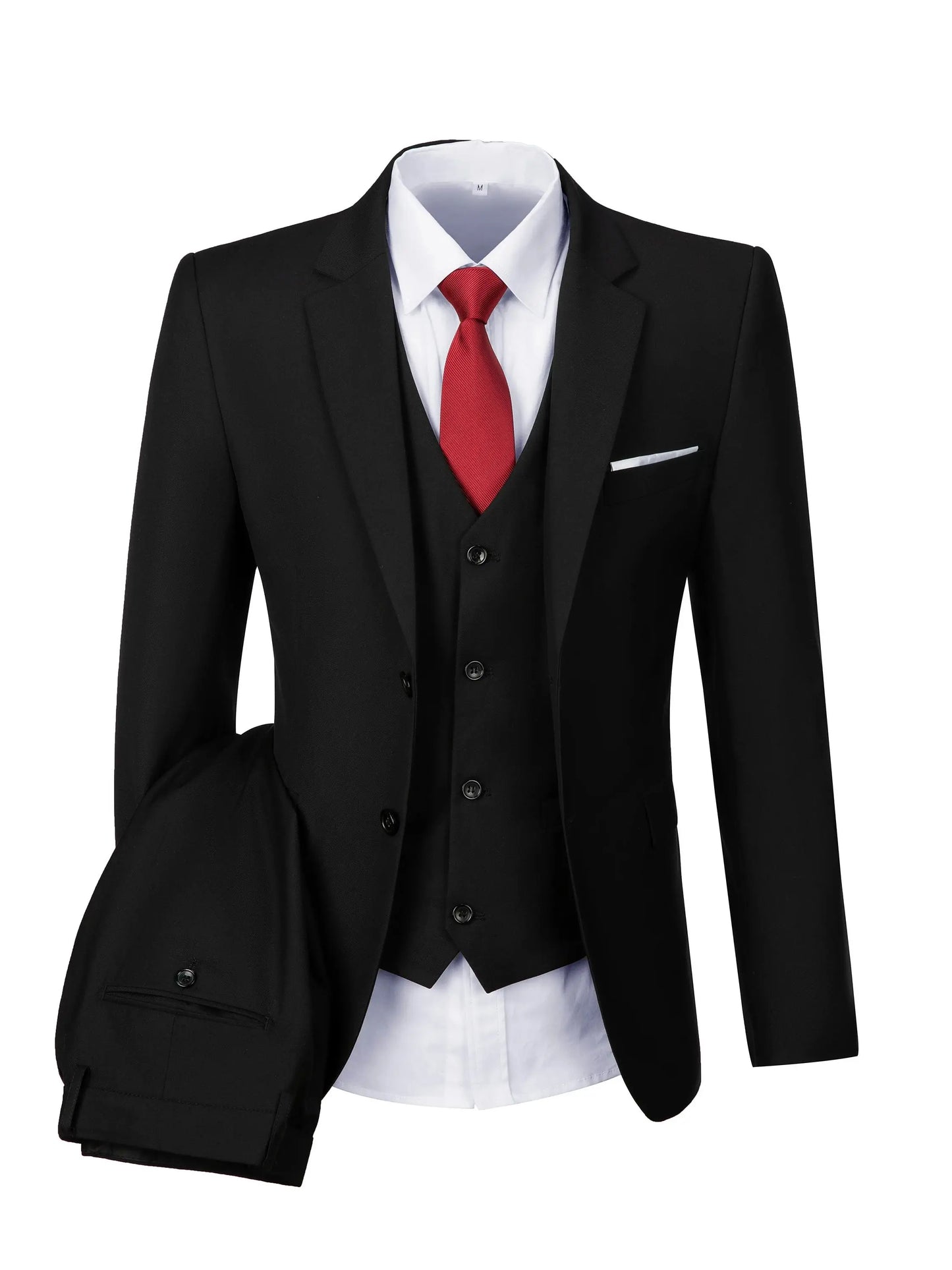 Men's 2-Piece Suits Classic Fit 2 Button Office Dress Suit Jacket Blazer and Pants - BOC-WEAR