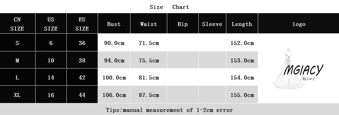 Size chart for clothing with measurements and BOCWEAR