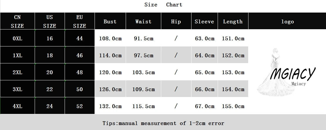 Mgiacy plus size V-neck retraction Lantern sleeve chiffon full skirt Evening gown Ball dress Party dress Bridesmaid dress