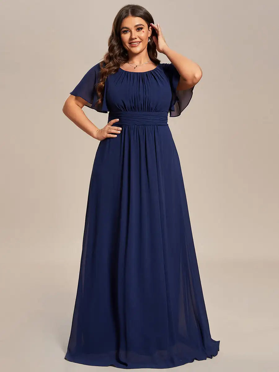 Plus Size Pleated Chiffon Bridesmaid Dress