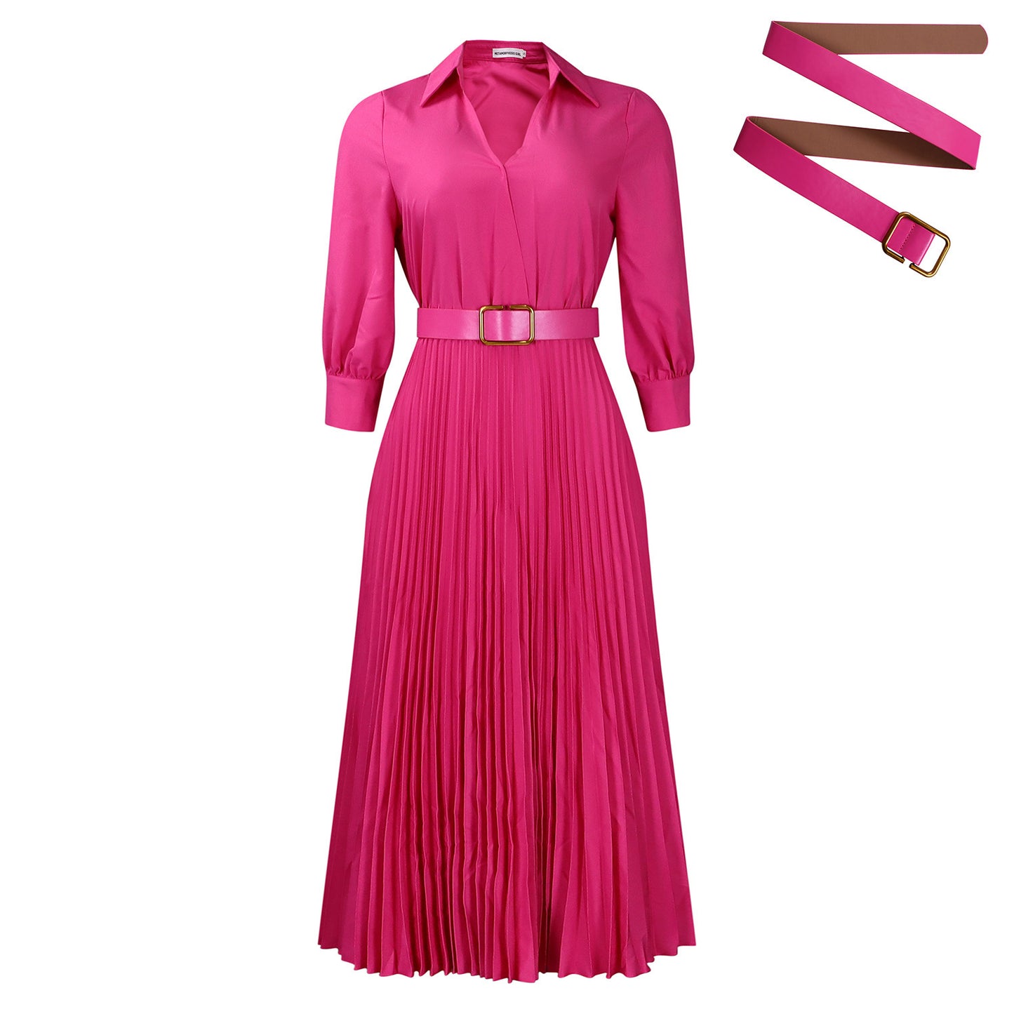 BOC-WEAR Elegant Polo Collar Pleated Dress - Autumn & Winter Swing Dress - BOC-WEAR