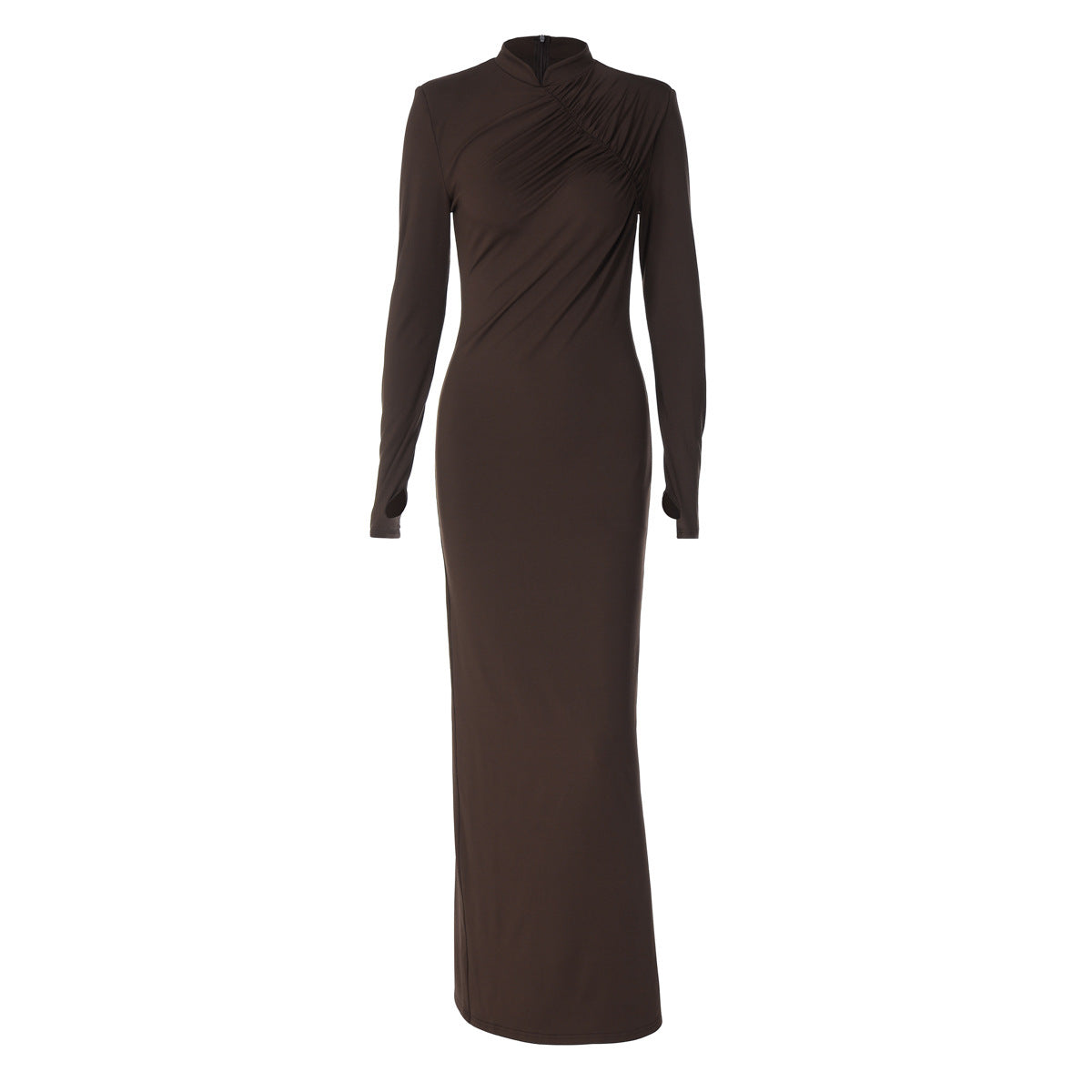 Fashionable Temperament Back Slit Long Sleeve Arm Covering Dress