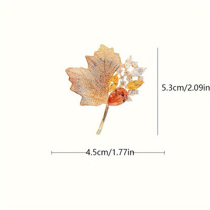 Maple Leaf Brooch Pin - Hollow Design Alloy Scarf Clip by MANFANST