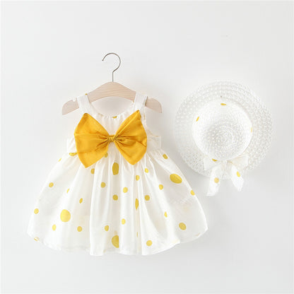 Girls Original Shoulder Strap Dress Baby Sleeveless Princess Skirt Beach Skirt To Send a Hat - BOC-WEAR