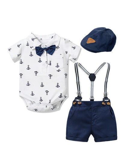 Baby Boy Gentleman Clothes Printed Triangle Romper