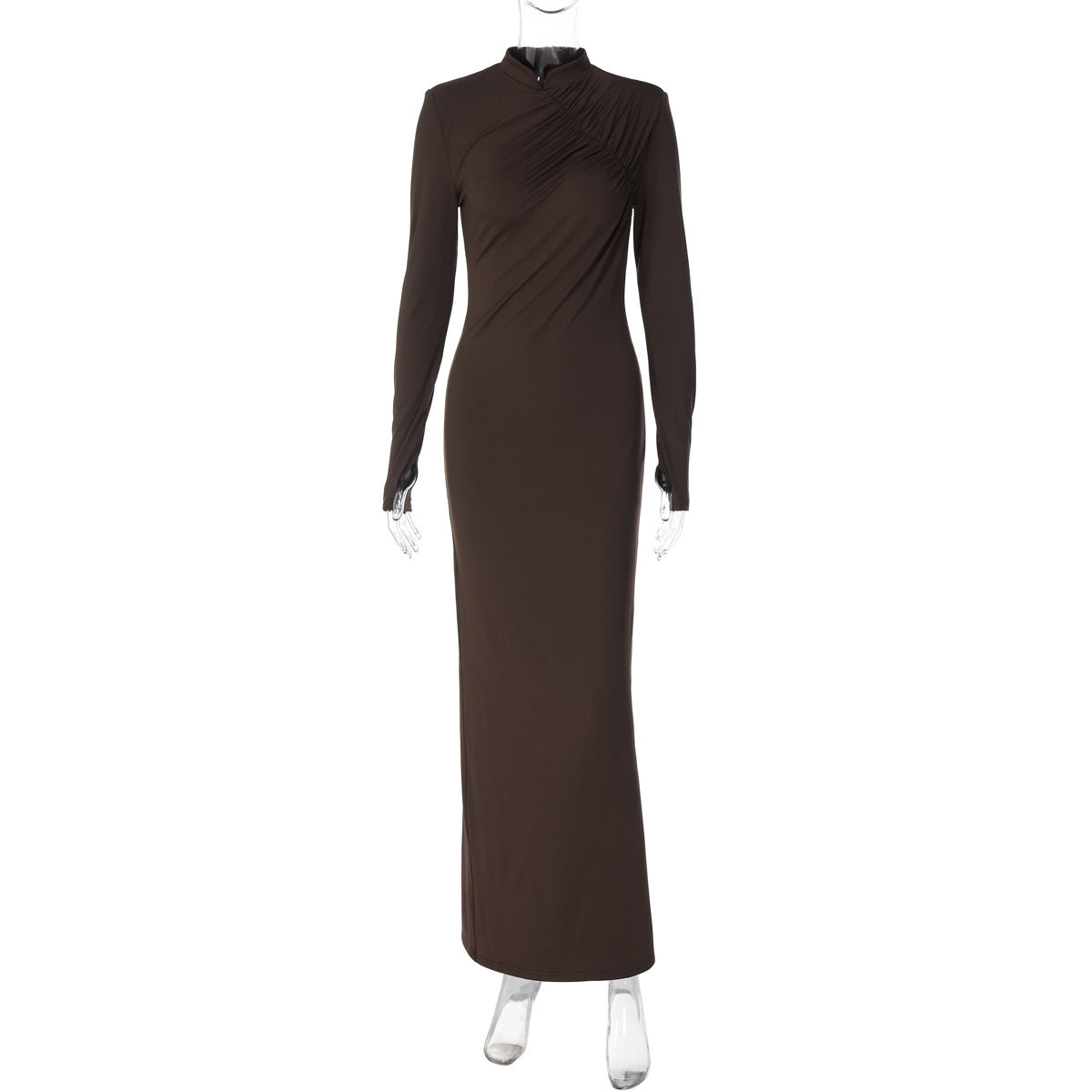 Fashionable Temperament Back Slit Long Sleeve Arm Covering Dress