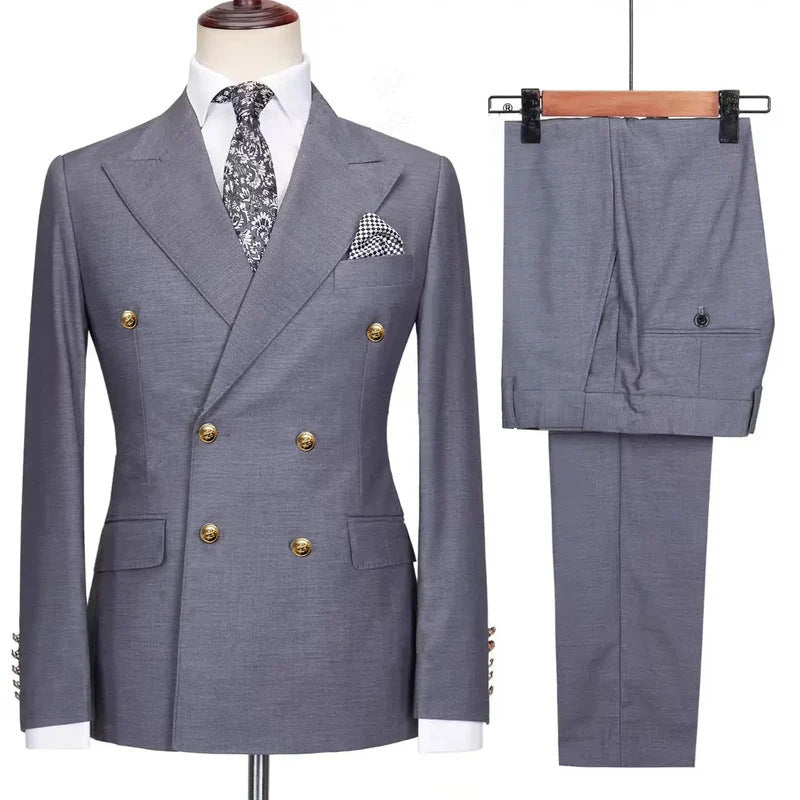 European And American Men's Suit Two-piece Double-breasted Wedding Party Singer Costume - BOC-WEAR
