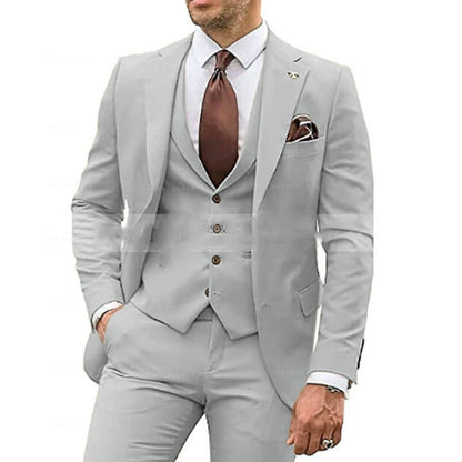Men's Three-piece Slim-fit Dovetail Groom Dress - BOC-WEAR
