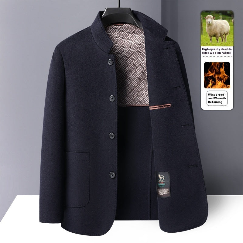 Men's Mid-length Stand Collar Double-faced Woolen Goods Wool Overcoat - BOC-WEAR