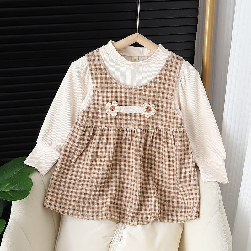 Baby Girl Round-neck Long-sleeved Dress Suit - BOC-WEAR