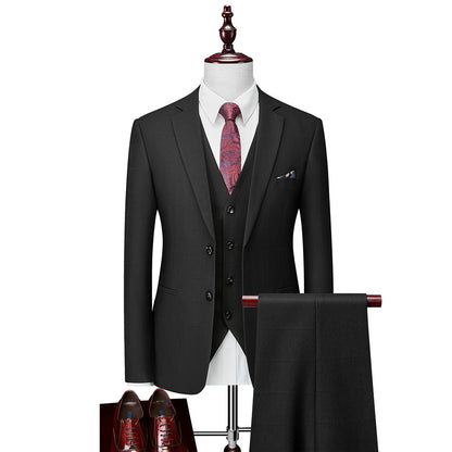 Men's Business Casual Plaid Slim Fit Suit Three-piece Suit - BOC-WEAR