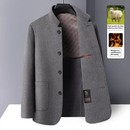 Men's Mid-length Stand Collar Double-faced Woolen Goods Wool Overcoat - BOC-WEAR