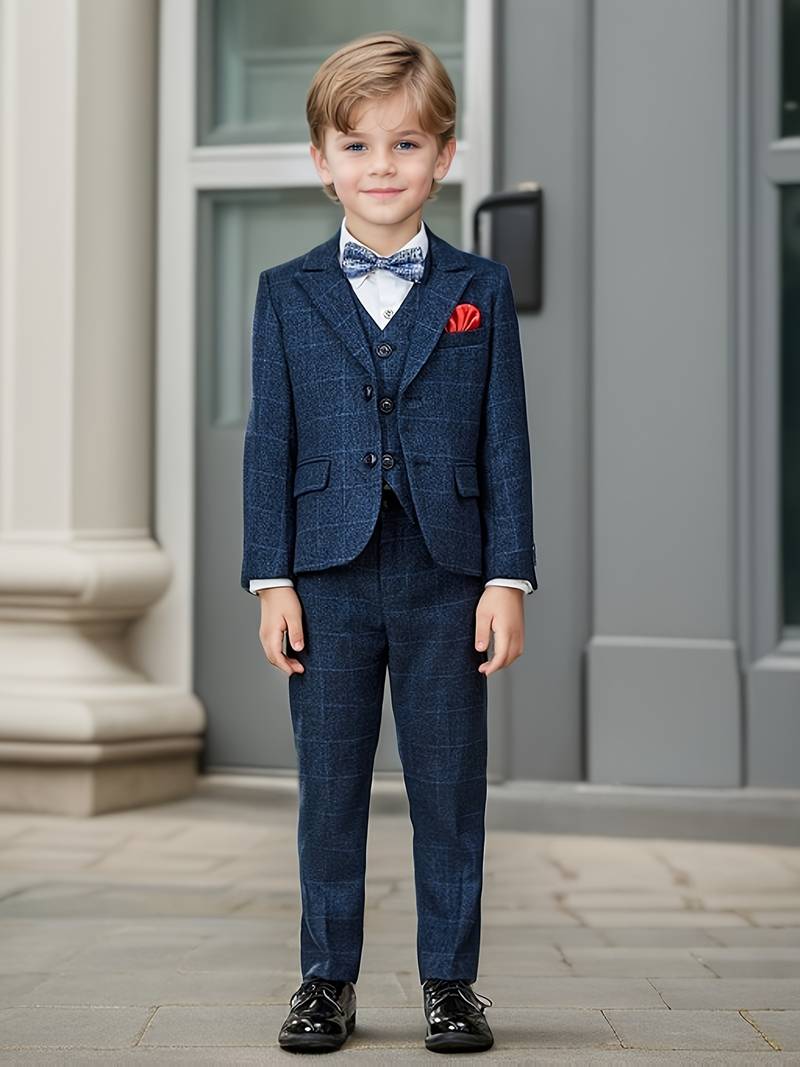 4pcs Set (Suit + Vest + Pants + Bow Tie) - BOC-WEAR