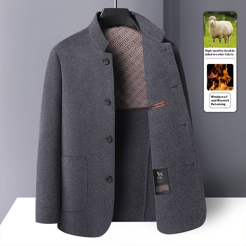 Men's Mid-length Stand Collar Double-faced Woolen Goods Wool Overcoat - BOC-WEAR