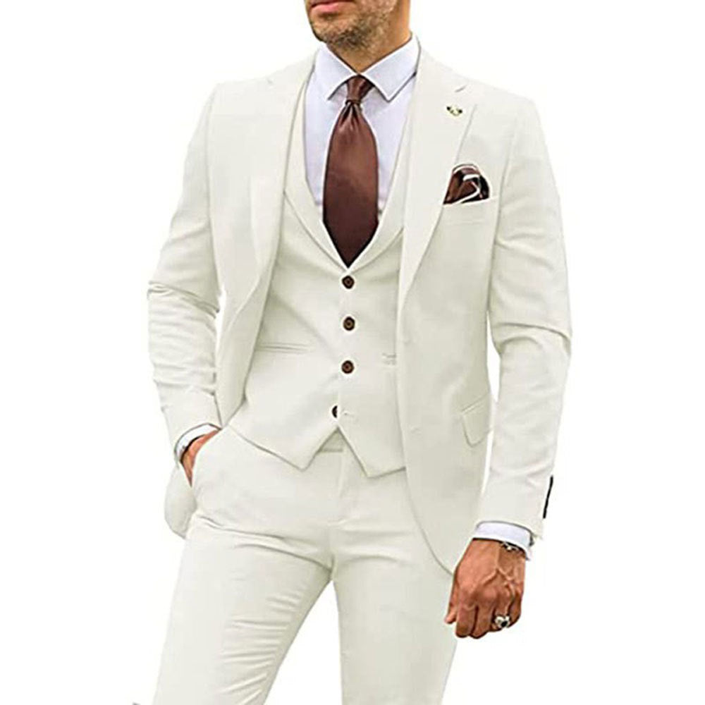 Men's Three-piece Slim-fit Dovetail Groom Dress - BOC-WEAR