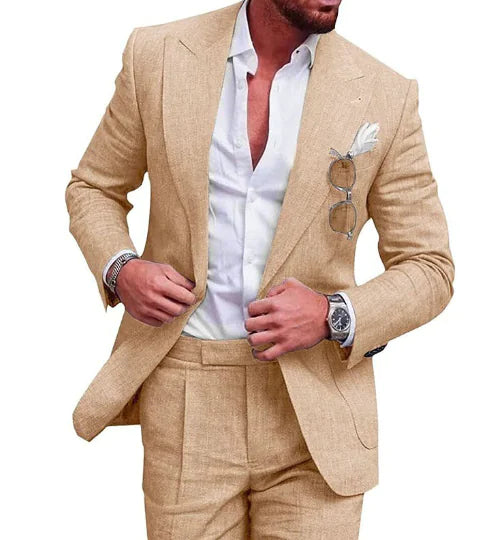 Norbert Linen Blend Men's Suits - Stylish Two-Piece