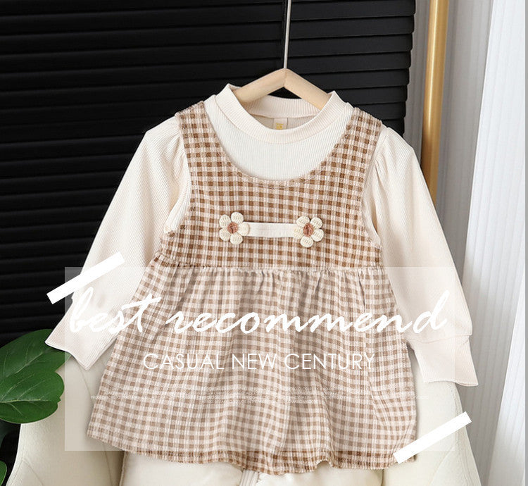 Baby Girl Round-neck Long-sleeved Dress Suit - BOC-WEAR