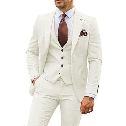 Men's Three-piece Slim-fit Dovetail Groom Dress - BOC-WEAR