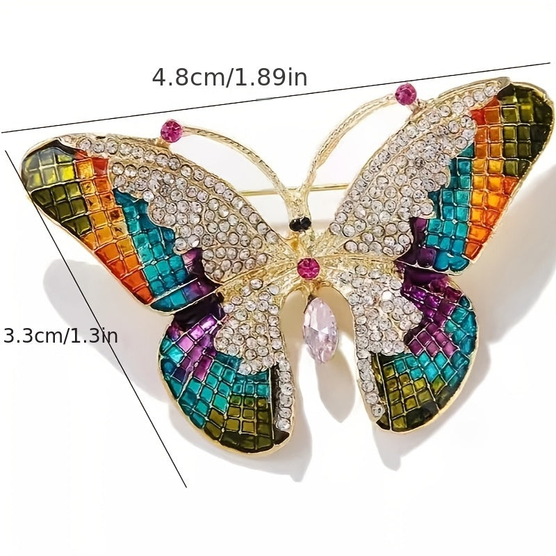 Butterfly Brooch Pin - Rhinestone Insect Jewelry for Women, Gold Statement Brooch, Elegant Fashion Pin