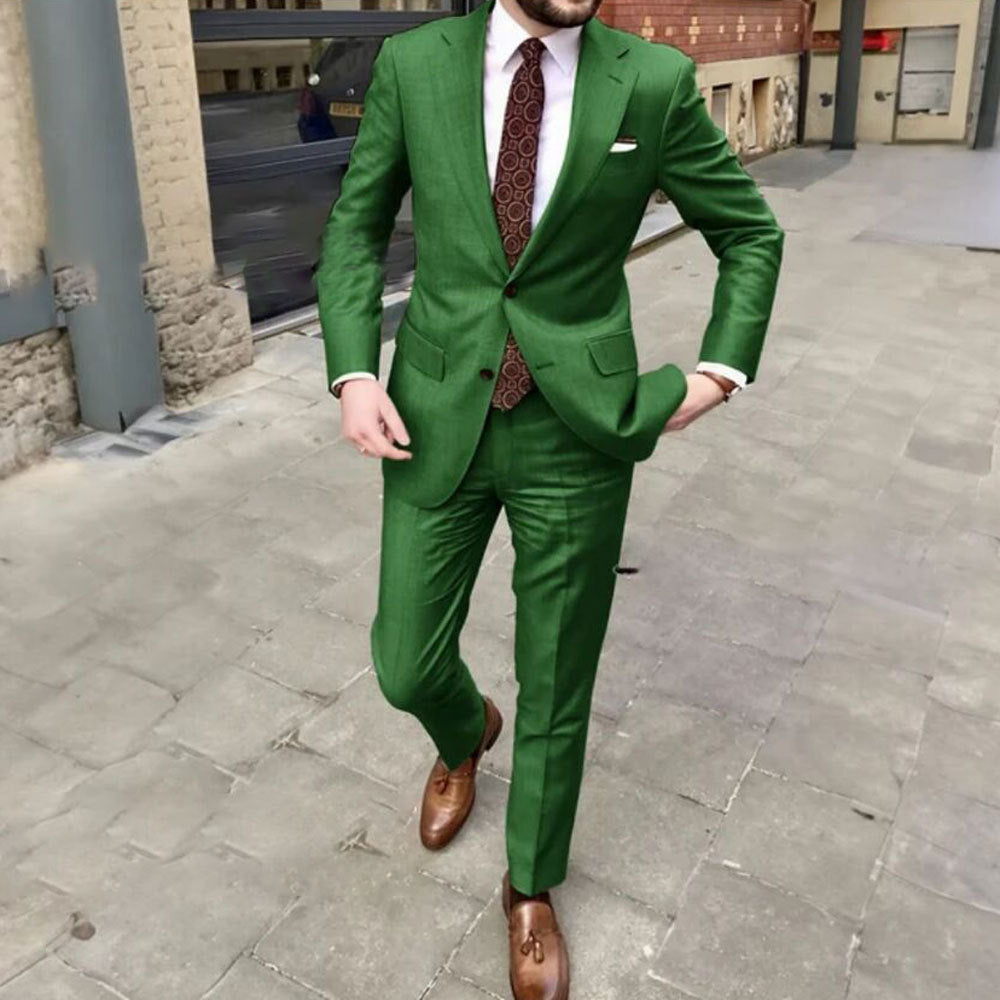 Men's Slim Fit Business Dress Two Button Set - BOC-WEAR