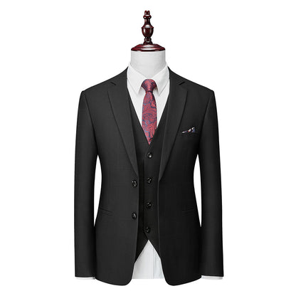 Men's Business Casual Plaid Slim Fit Suit Three-piece Suit - BOC-WEAR