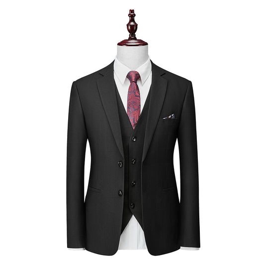 Men's Business Casual Plaid Slim Fit Suit Three-piece Suit - BOC-WEAR