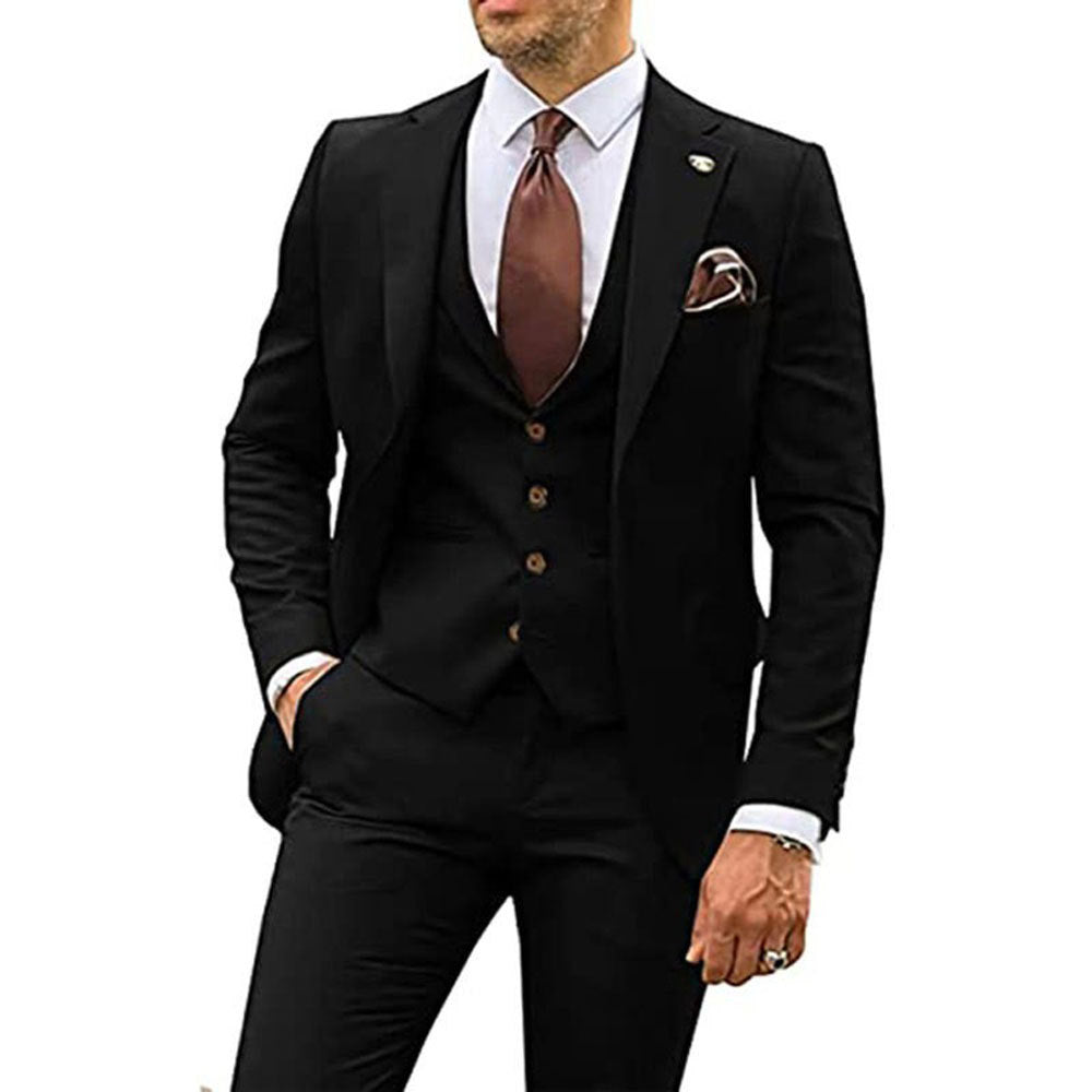 Men's Three-piece Slim-fit Dovetail Groom Dress - BOC-WEAR