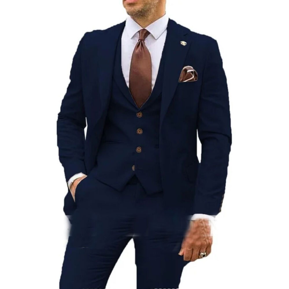 Men's Three-piece Slim-fit Dovetail Groom Dress - BOC-WEAR