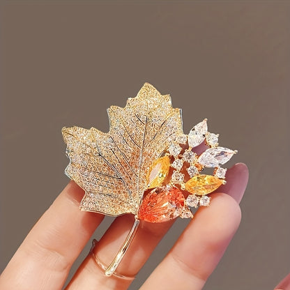 Maple Leaf Brooch Pin - Hollow Design Alloy Scarf Clip by MANFANST