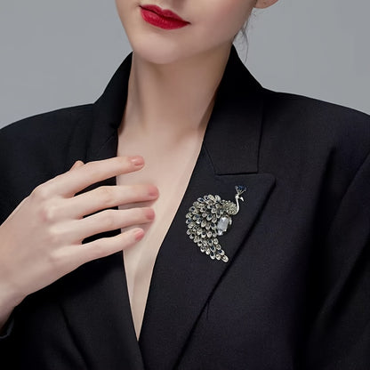 YXY Korean Style Fashion Creative Retro Crystal Peacock Brooch Alloy Inlaid with Diamonds Brooch Flower Brooch Accessories for Women
