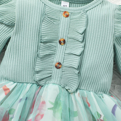 Spring And Autumn Baby Cute Mesh Skirt Girls  Pit Strip Long Sleeves - BOC-WEAR