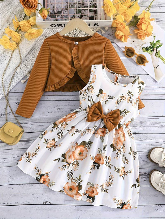 Autumn Glow Cardigan & Brown Vest - BOC-WEAR