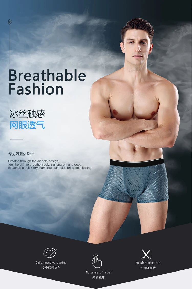 BOC-WEAR Men's Ice Silk Boxers - 8-Pack Breathable Underwear (L-5XL) - BOC-WEAR