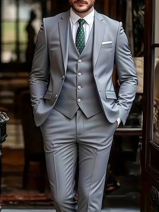Men's 3-Piece Suit Set - Jacket, Vest & Trousers - BOC-WEAR