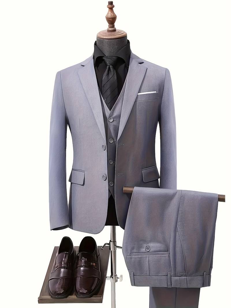 Men's 3-Piece Suit Set - Jacket, Vest & Trousers - BOC-WEAR