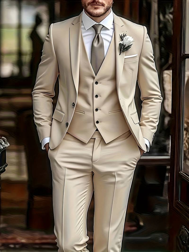 Men's 3-Piece Suit Set - Jacket, Vest & Trousers - BOC-WEAR