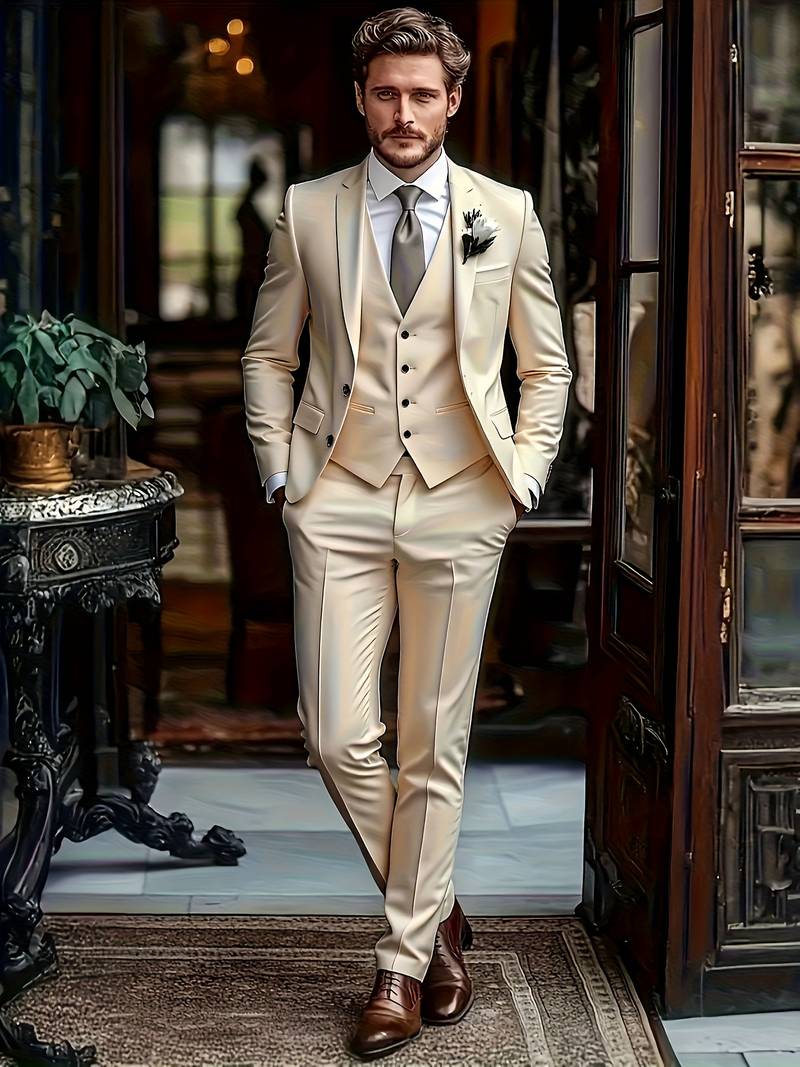 Men's 3-Piece Suit Set - Jacket, Vest & Trousers - BOC-WEAR