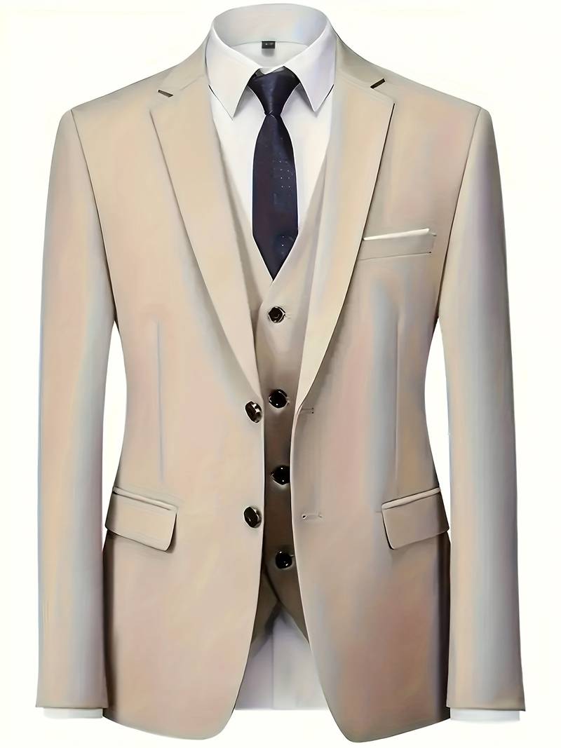 Men's 3-Piece Suit Set - Jacket, Vest & Trousers - BOC-WEAR