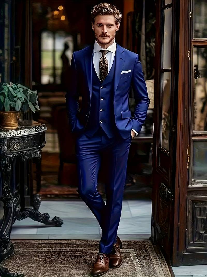 Men's 3-Piece Suit Set - Jacket, Vest & Pants - BOC-WEAR