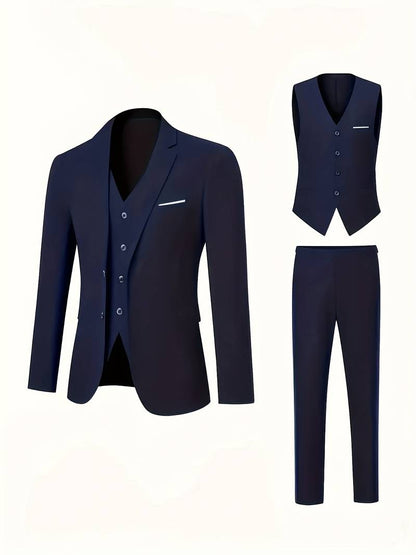 Men's 3-Piece Suit Set - Jacket, Vest & Pants - BOC-WEAR