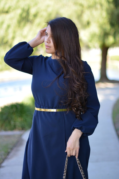 BOC-WEAR New Paris Navy Maxi Dress - Elegant Faux Wrap Dress for Church & Weddings - BOC-WEAR