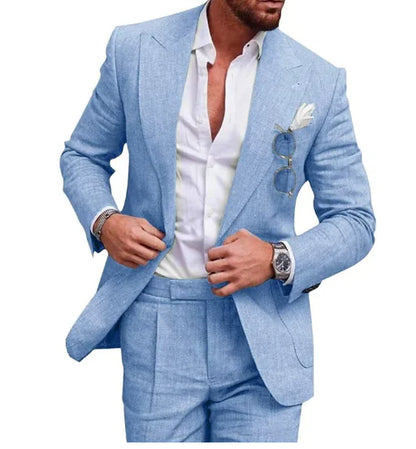 Norbert Linen Blend Men's Suits - Stylish Two-Piece
