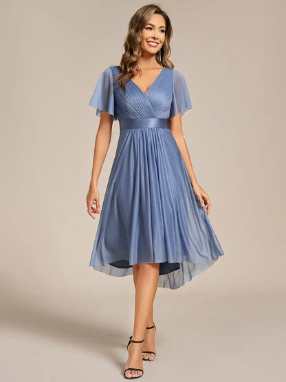 Ruffled Shimmer Wedding Guest Dress