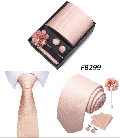 New Designer Blue Red Green Paisley Ties For Men Wedding Party Neck Tie Luxury Tie Pocket Square Cufllink Brooch Set - BOC-WEAR